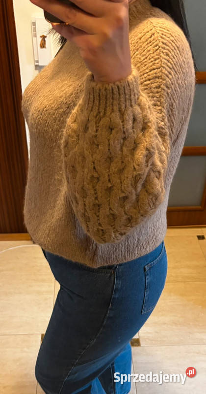 Sweter damski ciepły gruby splot oversize Wkładane przez głowę  Szczecin