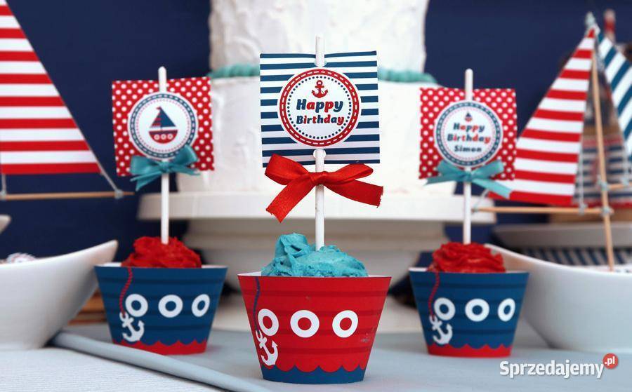 Marynarz granat szablony urodziny słodki stół Poznań sprzedam