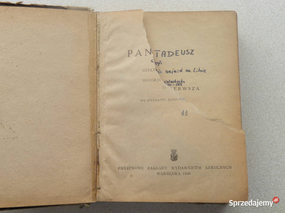 PAN TADEUSZ 1948r Antykwariat Antyki, Sztuka, Kolekcje sprzedam