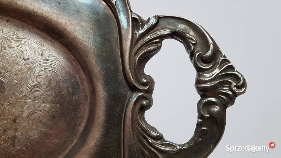 Stara metalowa sygnowana platerowana taca tacka Dąbrowa Górnicza sprzedam