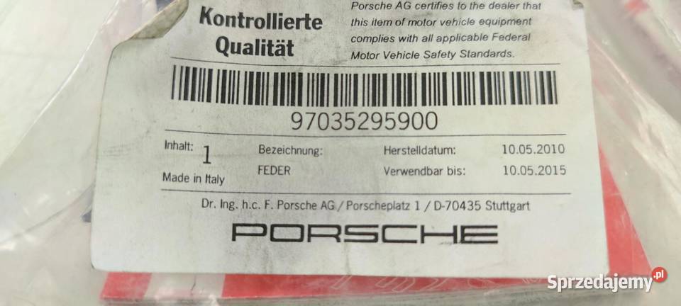 PORSCHE Sprężyna dociskająca klocki hamulcowe