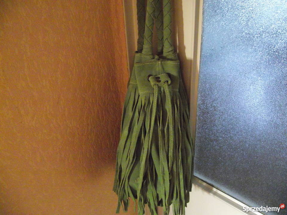 WŁOSKA MARKOWA ZAMSZOWA TOREBKA SAKWA Piła