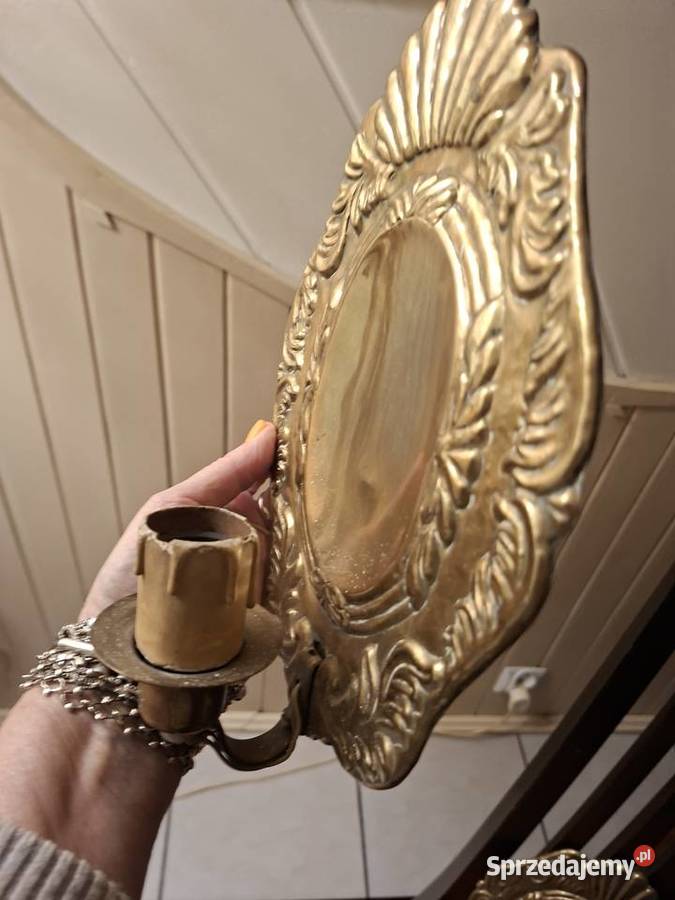 2 świeczniki mosiężne Vintage łódzkie Łódź