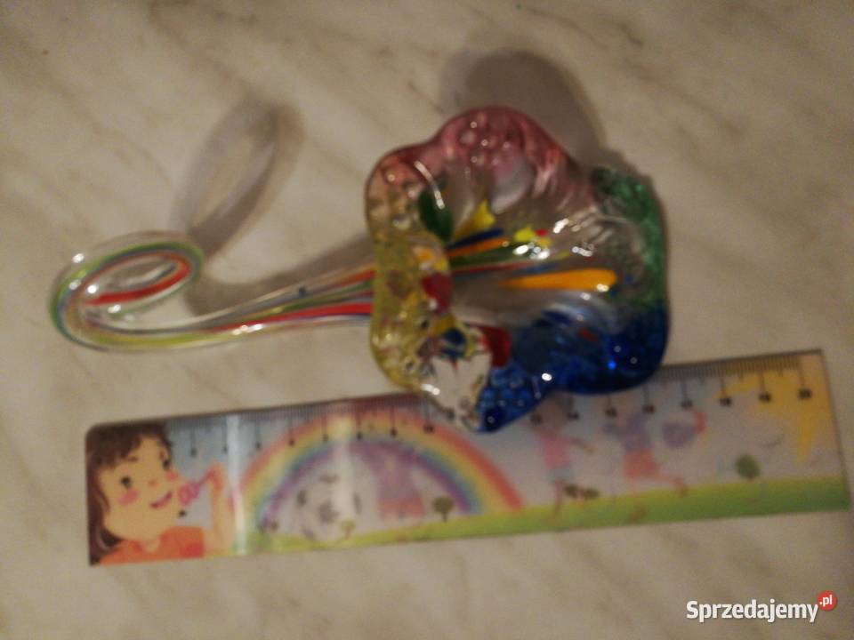 Szklany kolorowy kwiat leżący dekoracja Choszczno