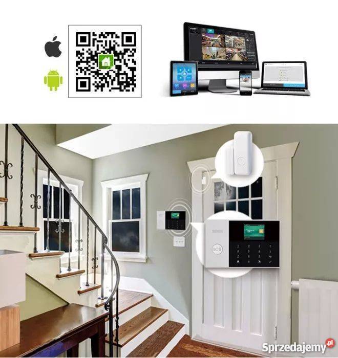 Bezprzewodowy alarm GSM WiFi M105 6 czujek do biały dolnośląskie Wrocław
