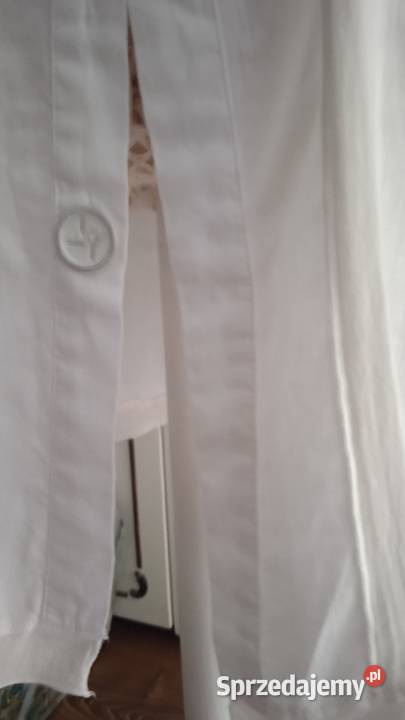 LNIANA BIAŁA ROZPINANA TUNIKA KOSZULA r 44 wielkopolskie Piła