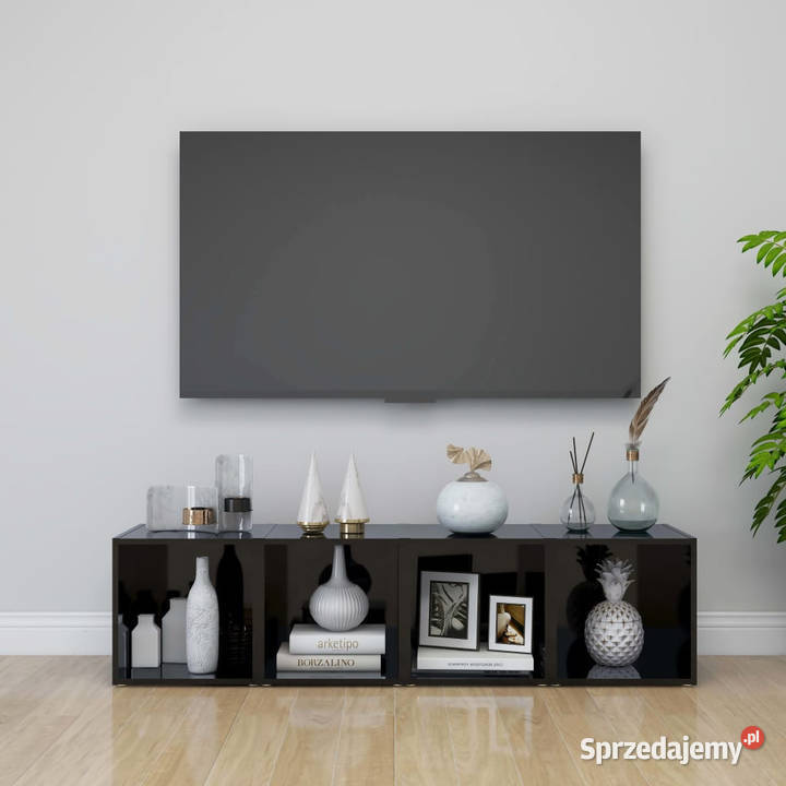 Szafki pod TV 4 wysoki połysk czarne 37x35x37