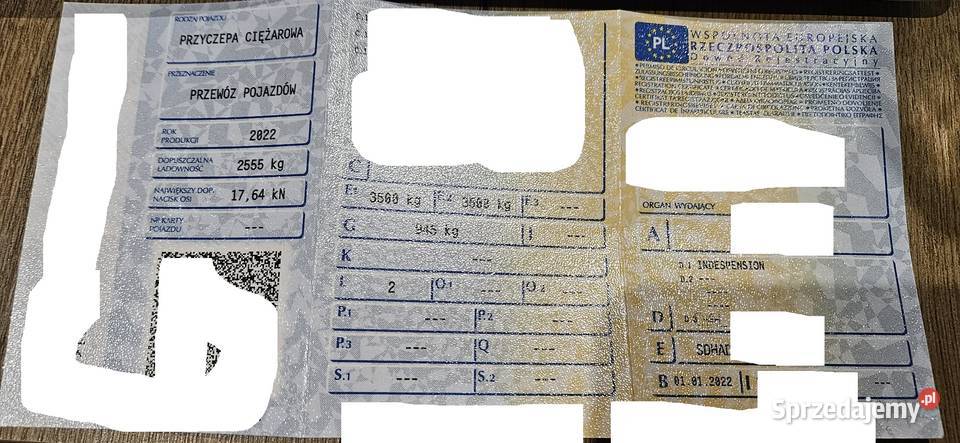 Pozostałości przyczepie 3500 dmc dwie osie Motoryzacja