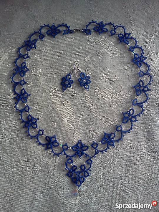 Komplet biżuterii frywolitkowej Naszyjniki Wiśniowa