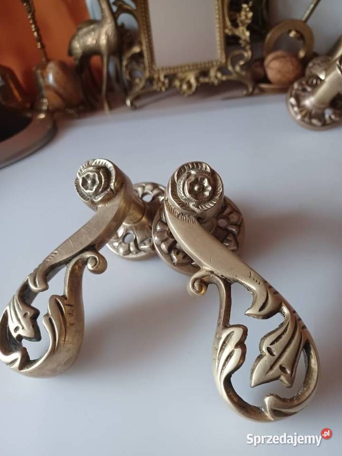 Piękne duże klamki mosiężne Poznań sprzedam