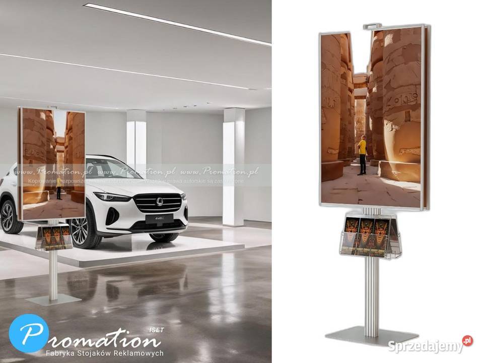 Stojak dwustronny B1 plus zasobnik na ulotki Warszawa