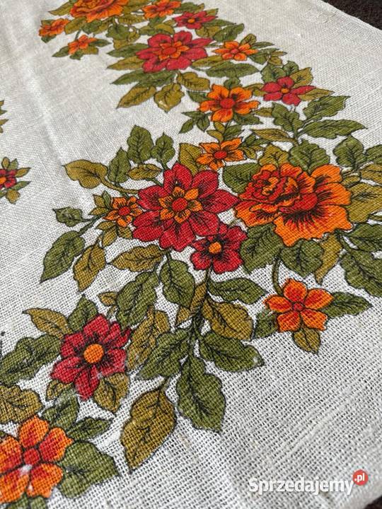 obrus len wysokiej jakości wzór kwiatowy Zabrze