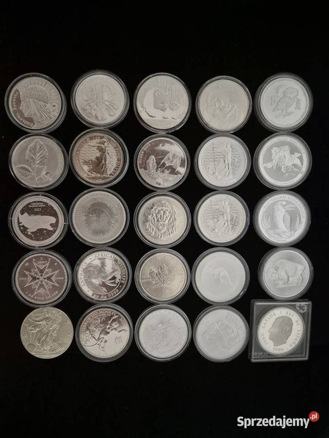 Zestaw 25 srebrnych monet Koszalin