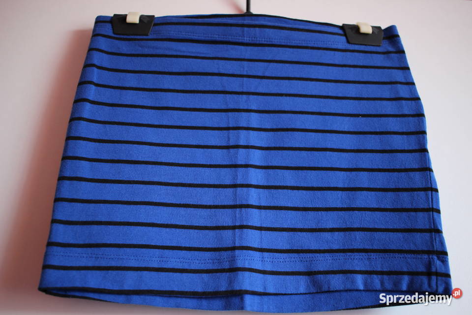 Niebieska spódniczka spódnica w czarne paski HM Sukienki i spódniczki Toruń