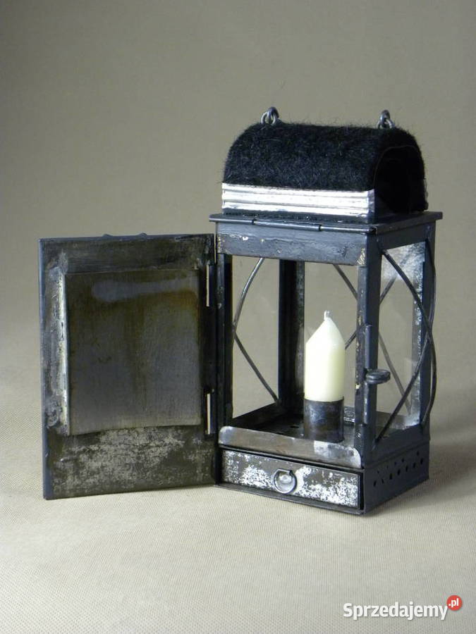 Stara niemiecka strażacka lampa lampka świecowa