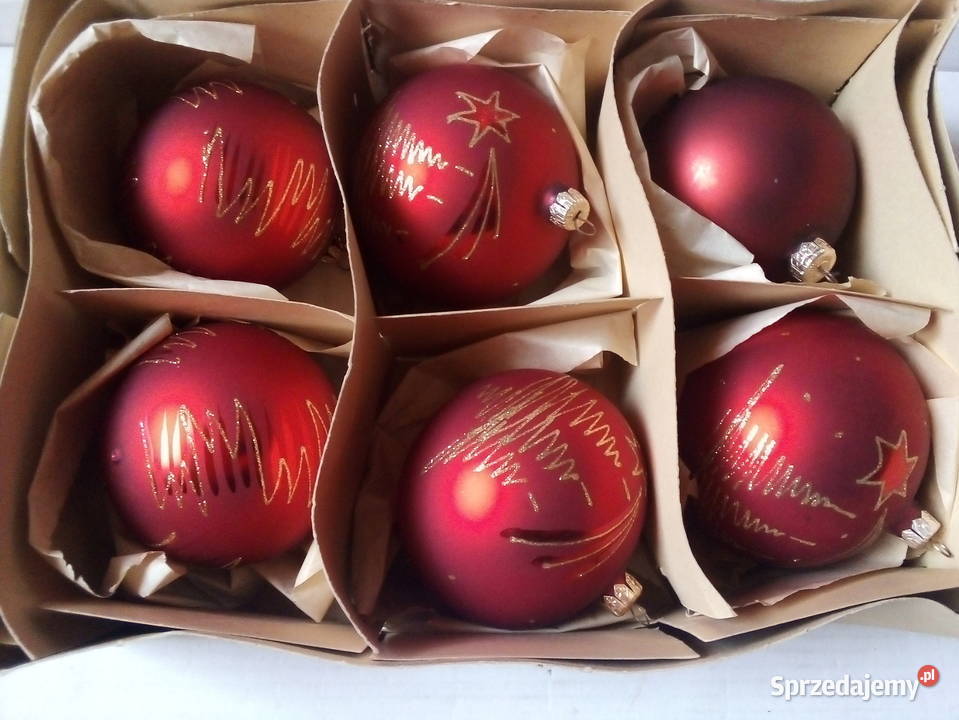 bordowe szklane bombki w złote wzory vintage śląskie