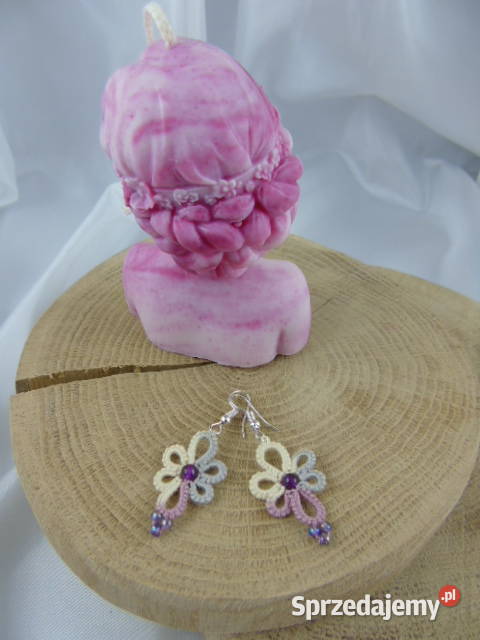 Kolczyki frywolitkowe różne wzory i kolory małopolskie Wiśniowa