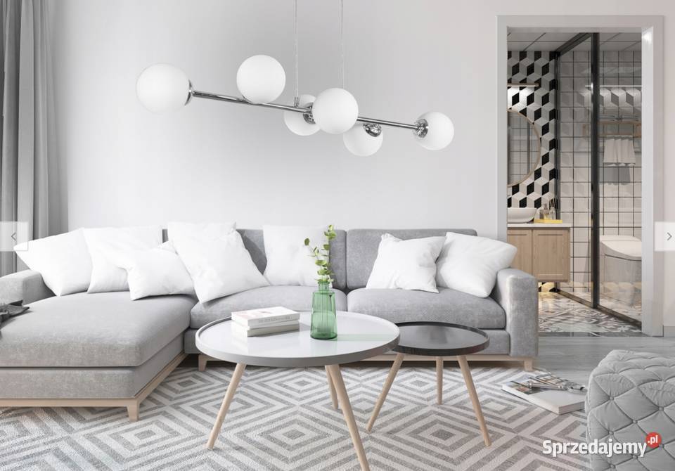 LAMPA WISZĄCA SUFITOWA ŻYRANDOL CHROM KULE 6 kul