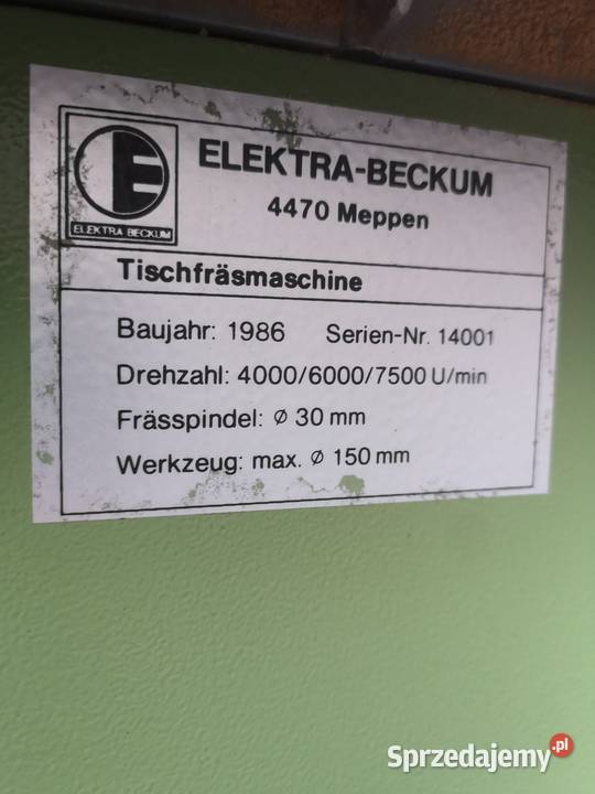 Frezarka Dolnowrzecionowa Elektra Beckum TF100 Dom i Ogród mazowieckie