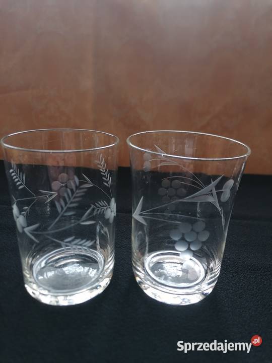 Dwie szlifowane szklanki PRL Łódź