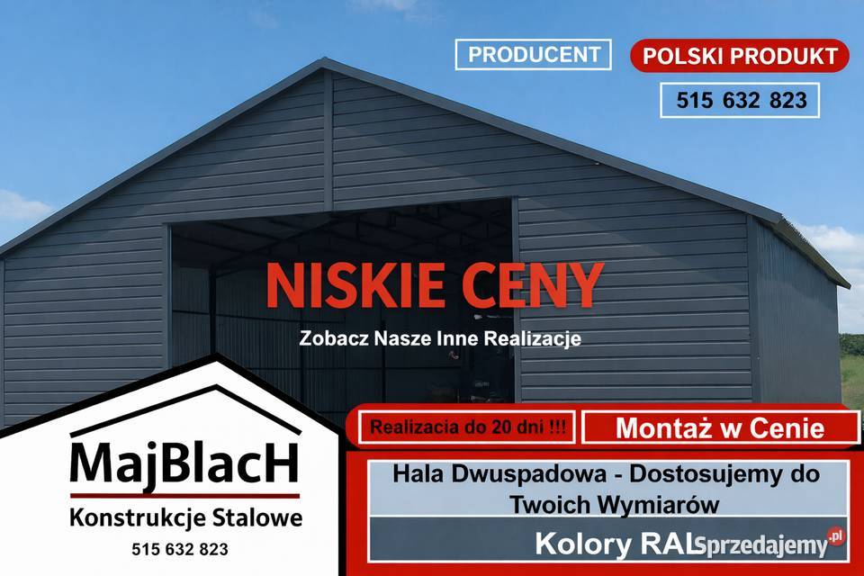 Otwarty Garaż Blaszany Grafit WiataHala bez Mielec