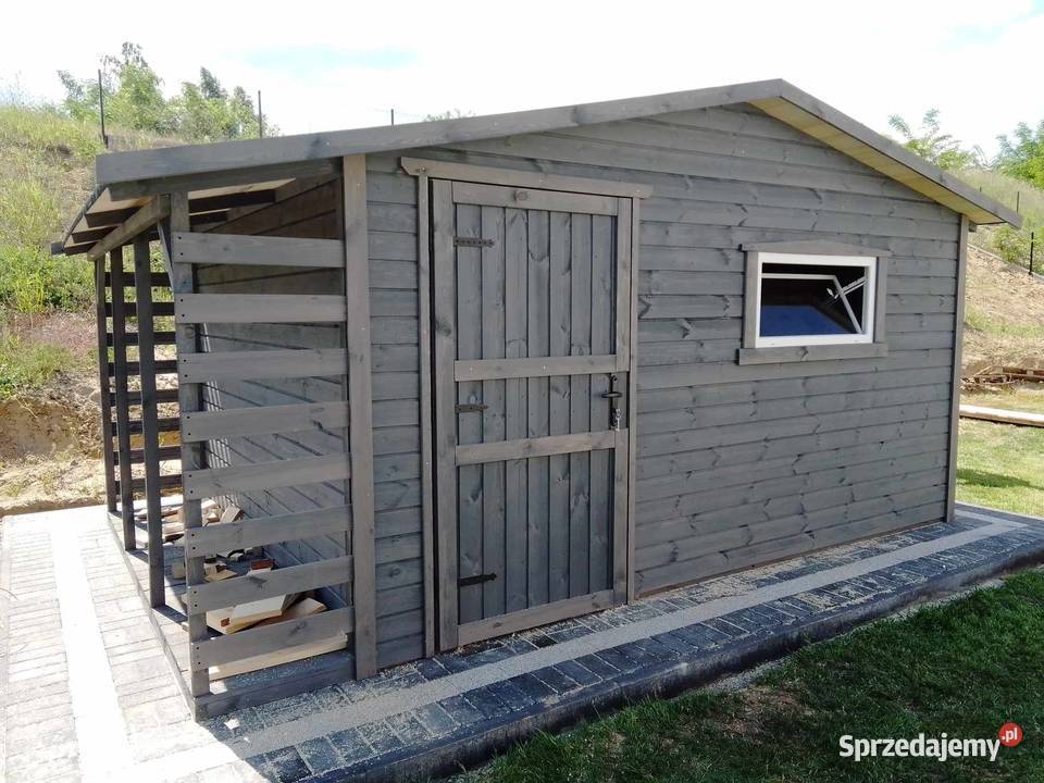 Domek ogrodowy narzędziowy 4x3 z drewutnią 06m