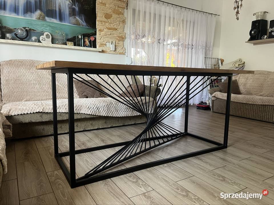 Stół loftowy Dębowy lity 3 konstrukcja stalowa 80cm Ostrów Wielkopolski