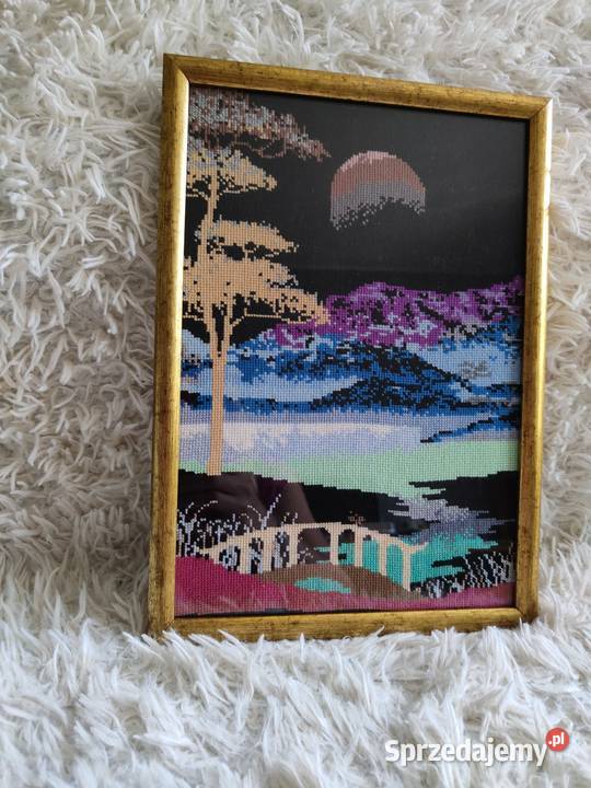 Obrazek ręcznie wyszywany w ramce Pabianice