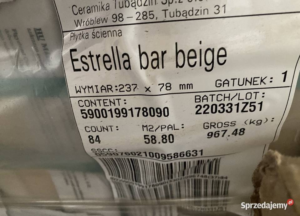 Tubądzin Estrella Bar Beige 23778 listwa Legionowo