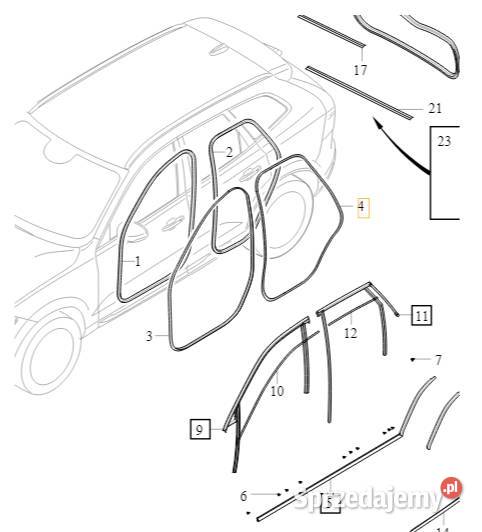 VOLVO XC60 II uszczelka drzwi tylne oryginal OE Bielany Wrocławskie sprzedam