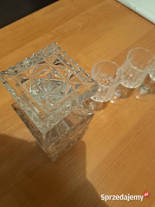 Retro karafka i 3 kieliszki z lat 50 tych Lubań