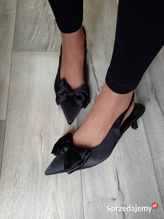 43 Czarne czółenka wieczorowe z odkrytą piętą Kraków