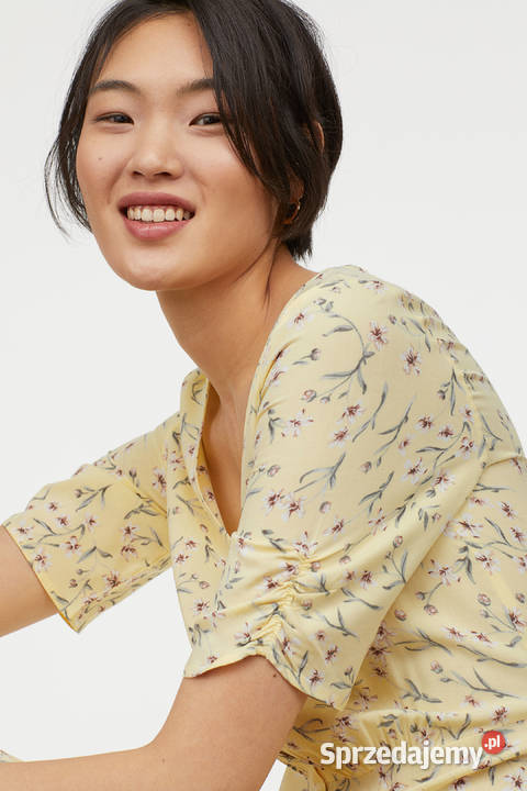 Maślana sukienka HM 50 5XL kwiaty midi tea dress Szczecin