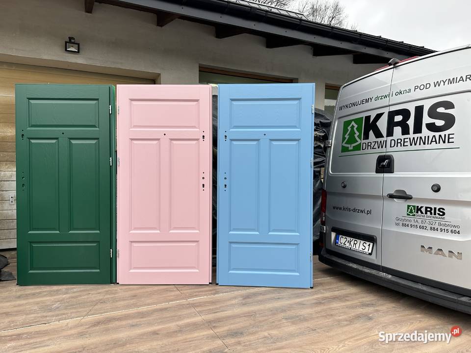 Drzwi zewnętrzne wewnątrzklatkowe drewniane Na kujawsko-pomorskie Grzybno