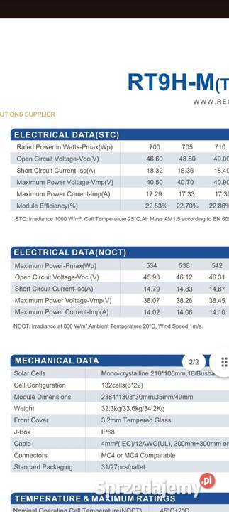 Restarsolar 700W CZARNA RAMA TOPCON NTYPE Warszawa