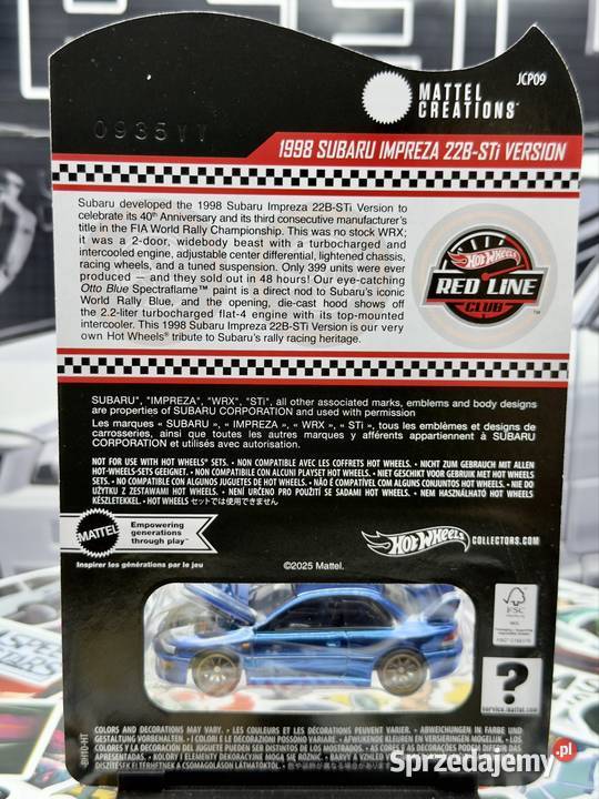 Hot Wheels RLC 1998 Subaru Impreza 22BSTi sprzedam