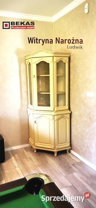 Witryna Narożnik Ludwik 70 Waniliowy ECRU Dąb 70cm Limanowa