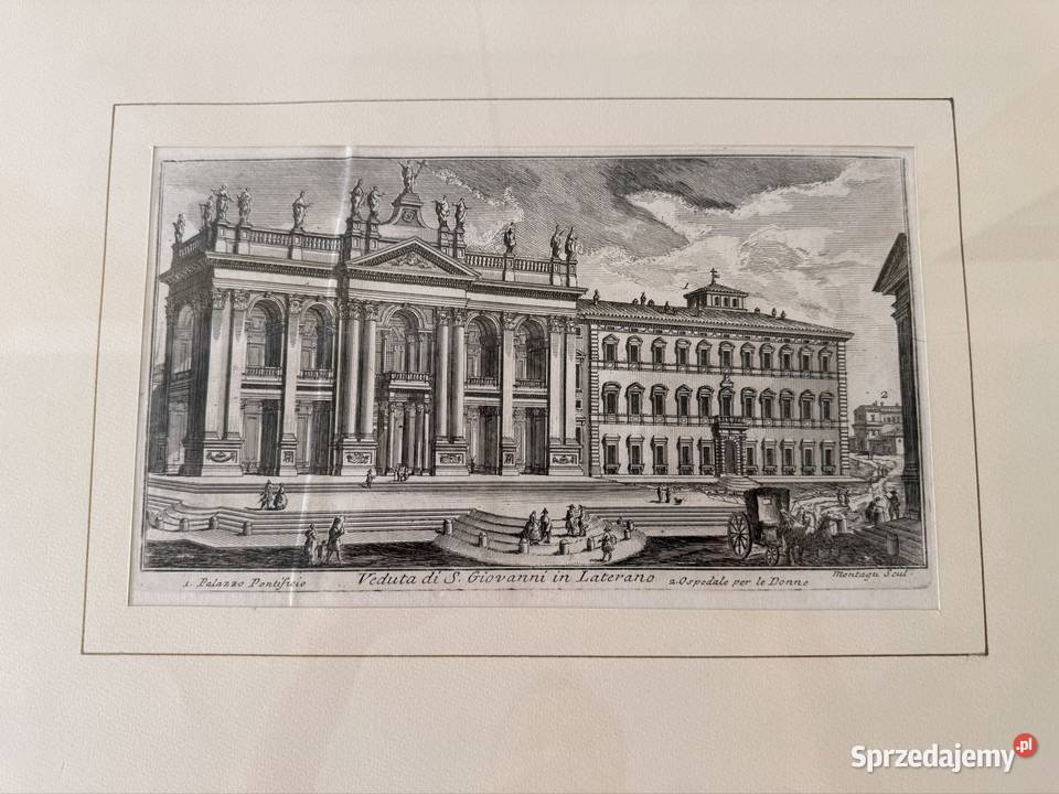 Antyczny Miedzioryt 1770 Rzym Veduta di S Czerwionka-Leszczyny