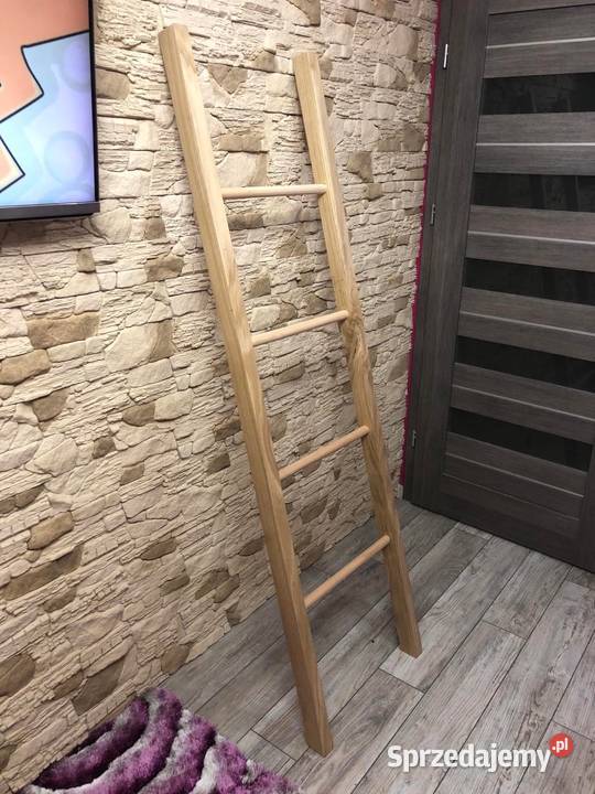 Drabinka drewniana na ręczniki czarny mat połysk