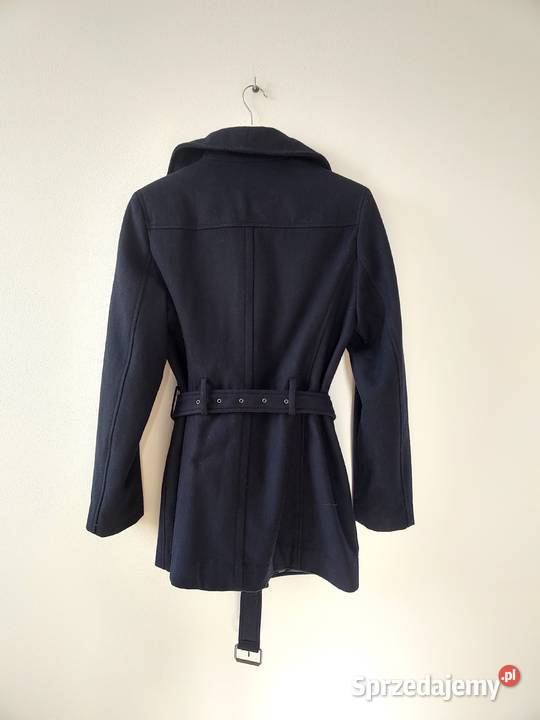 Granatowy wełniany płaszcz Nine West Wool 38 Jasło