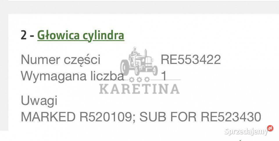 John Deere R520109 RE553422 RE523430 RE567121 Jastrzębniki sprzedam