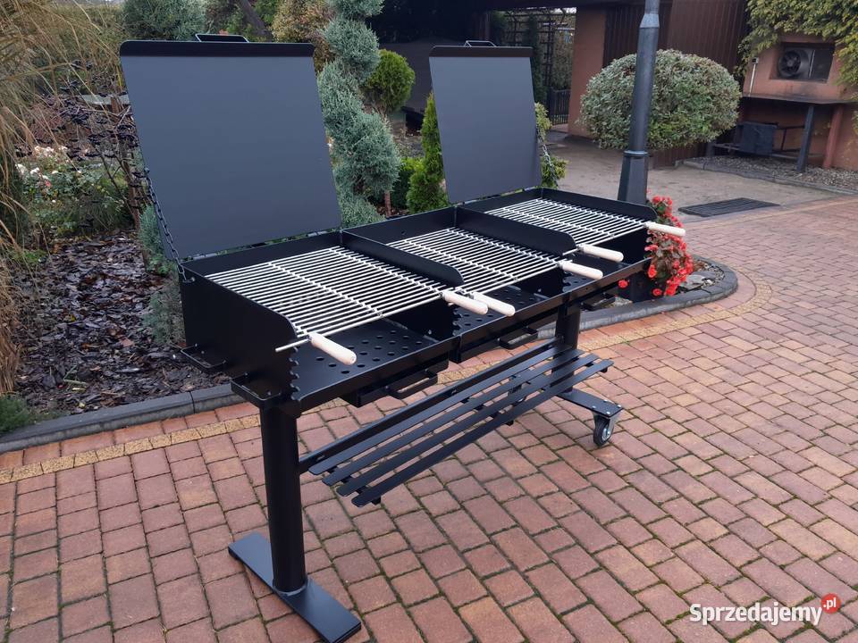 Gastronomiczny grill TRÓJKOMOROWY z POPIELNIKAMI