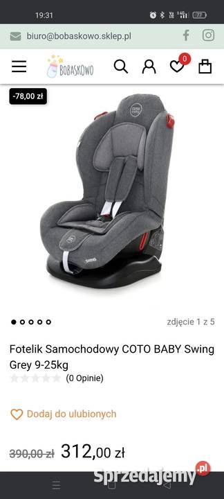 Fotelik samochodowy Coto Baby Swing Grey 925 9 - 25 kg pomorskie Strzepcz