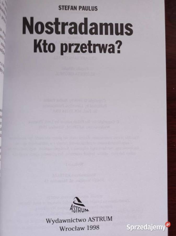 Nostradamus Kto przetrwa Stefan Paulus Kielce