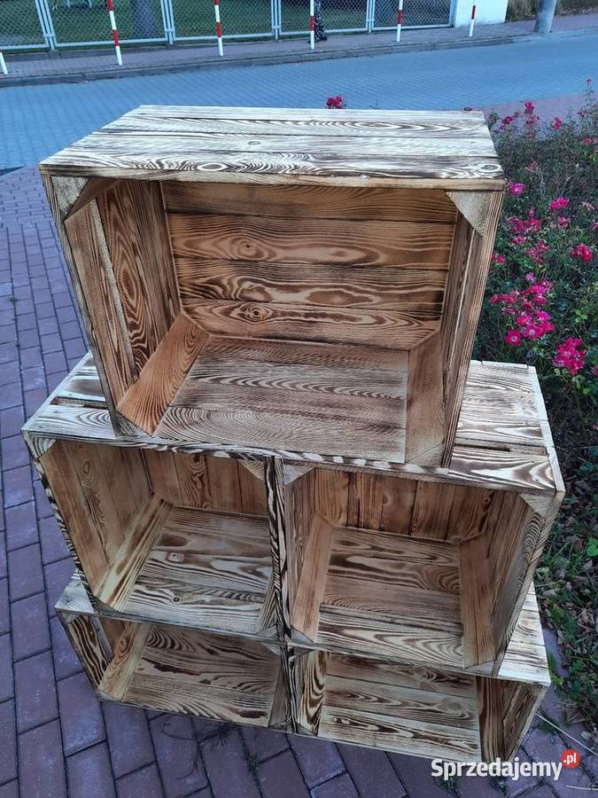 Skrzynka drewniana NUMER2 opalana szlifowana Warszawa