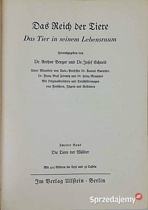 DAS REICH DER TIERE 1937 r. Josef Schmid Artur Berger