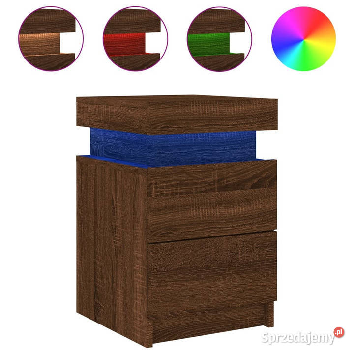 Szafki nocne z LED 2 brązowy dąb 35x39x55 Warszawa