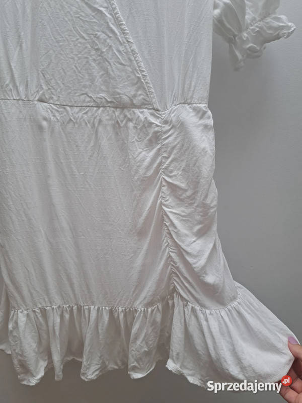 Biała sukienka z falbaną NLY Trend rozmiar 38 Rozmiar 38(M)