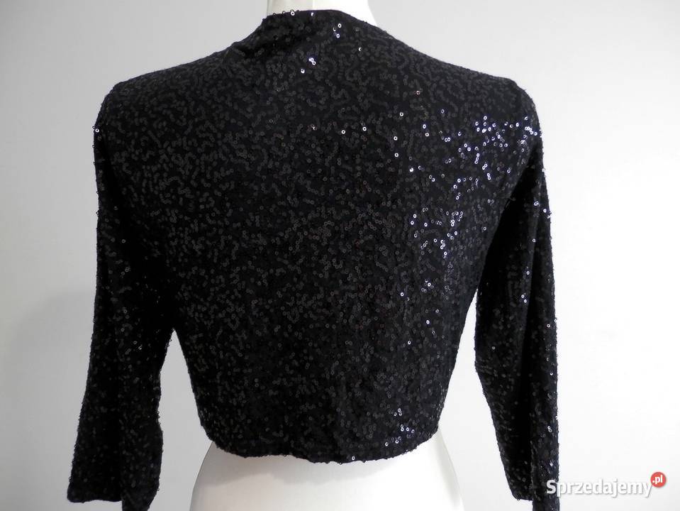 Marynarka Bolerko Narzutka Cekinowa Czarna Łomża