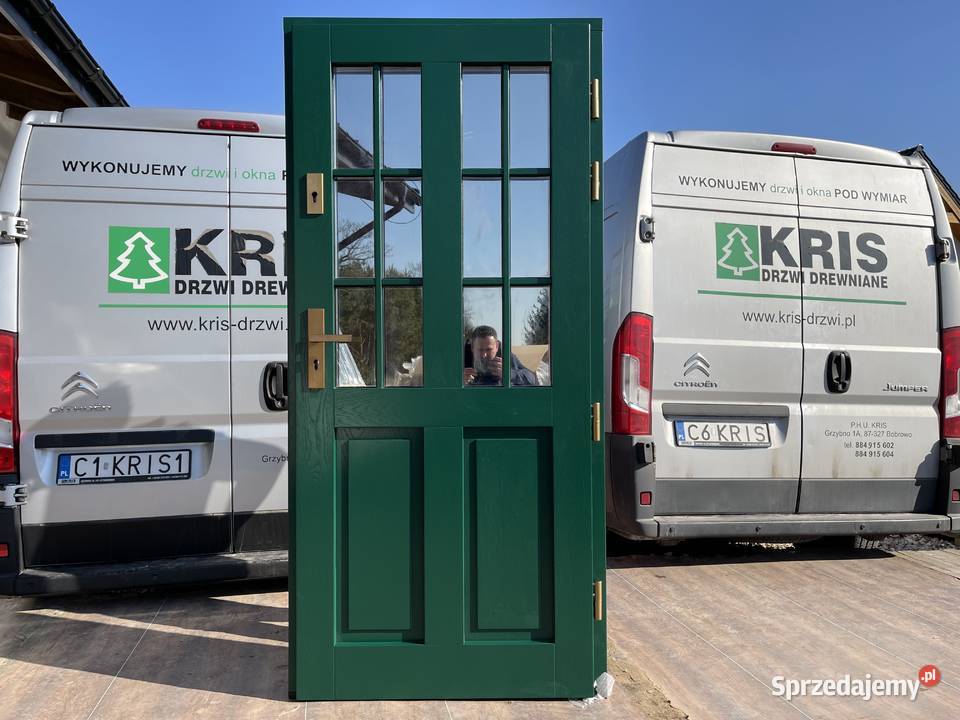 Drzwi zewnętrzne drewniane CZYSTE POWIETRZE CAŁA Grzybno
